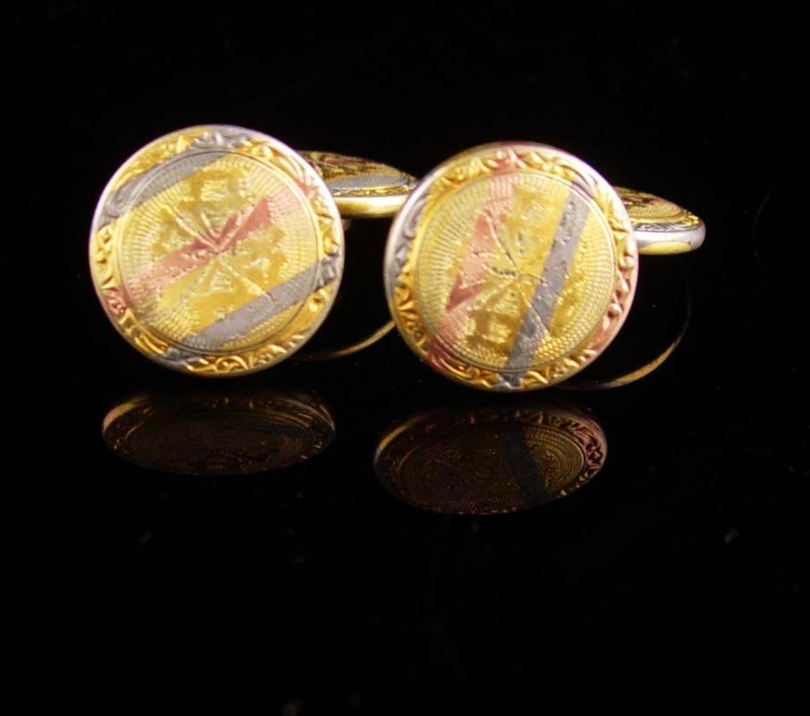 Antique Blackhills gold Cuff links Victorian Talon Grip Trade Mark Cufflinks Rose gold groom cufflinks Fine estate Jewelry blackhills