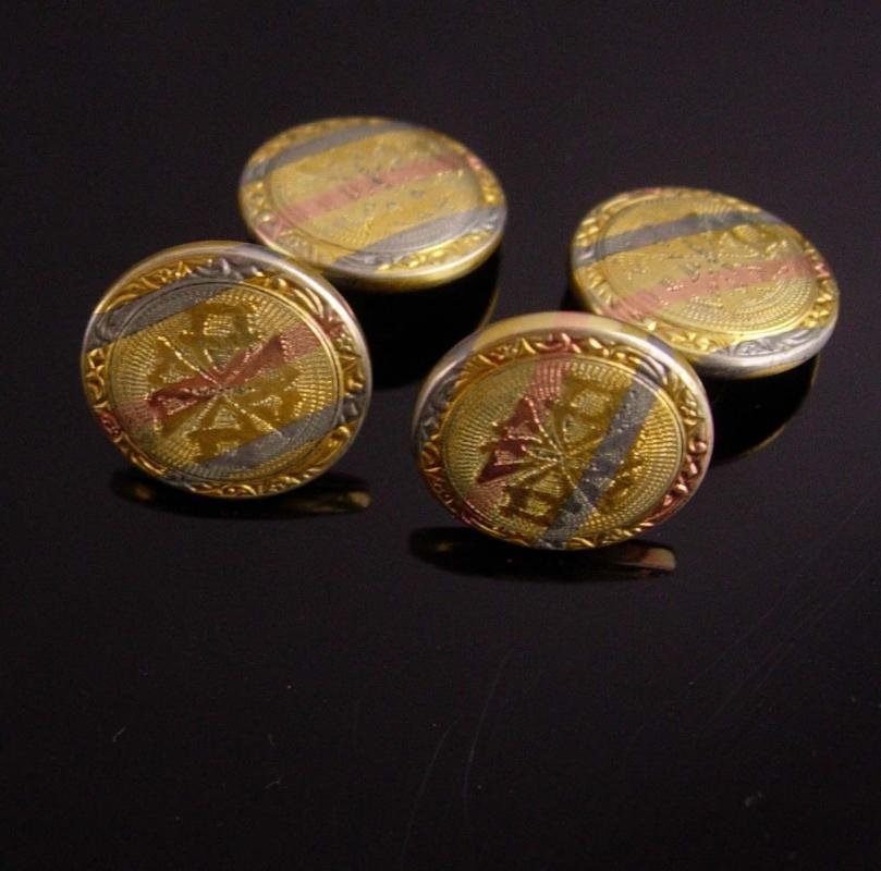 Antique Blackhills gold Cuff links Victorian Talon Grip Trade Mark Cufflinks Rose gold groom cufflinks Fine estate Jewelry blackhills