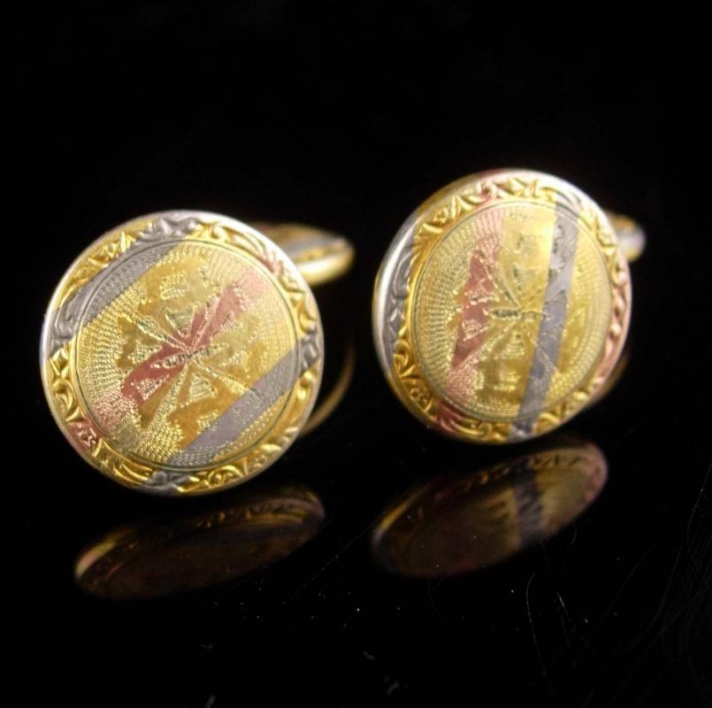 Antique Blackhills gold Cuff links Victorian Talon Grip Trade Mark Cufflinks Rose gold groom cufflinks Fine estate Jewelry blackhills