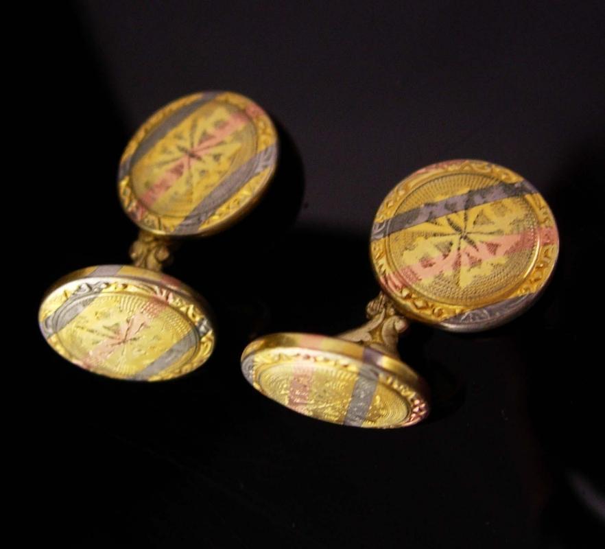 Antique Blackhills gold Cuff links Victorian Talon Grip Trade Mark Cufflinks Rose gold groom cufflinks Fine estate Jewelry blackhills