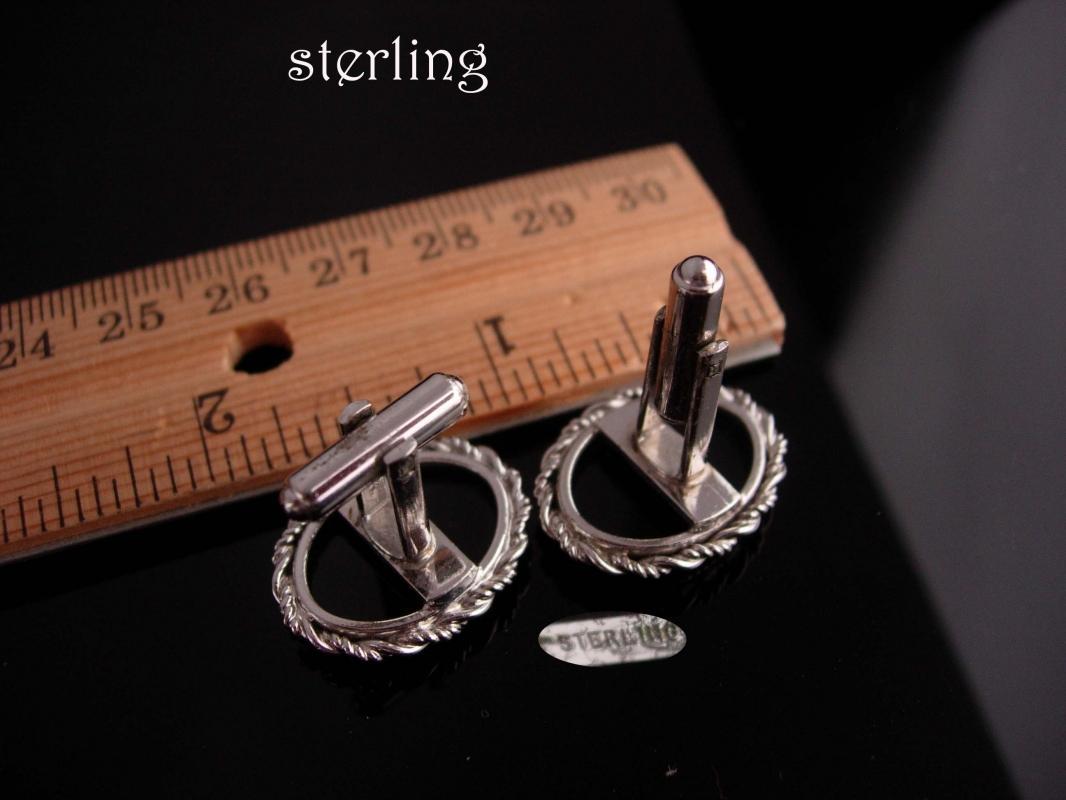 Vintage Sterling Cufflinks - Black tuxedo sets -Silver Cuff links - Wedding groom gift - anniversary - mens Birthday