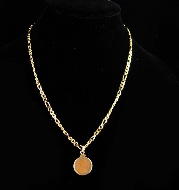 1974 Penny - 14kt gold penny holder pendant - coin jewelry - I love you heart 20