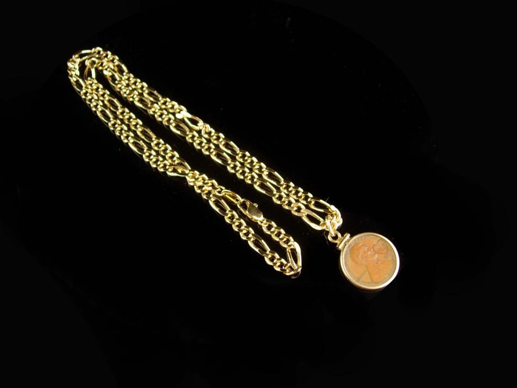 1974 Penny - 14kt gold penny holder pendant - coin jewelry - I love you heart 20