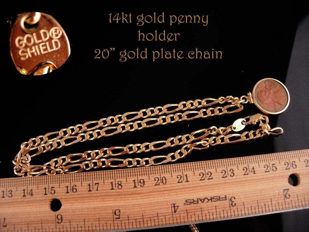 1974 Penny - 14kt gold penny holder pendant - coin jewelry - I love you heart 20