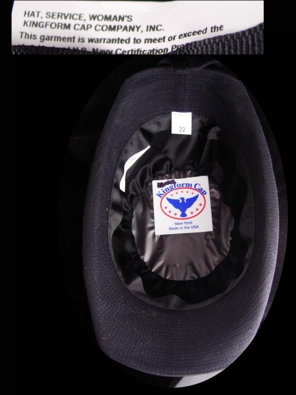 Vintage USN leather hat - US NAVY white Woman Officers Hat - Size 22 Kingform Cap - Military anchor eagle
