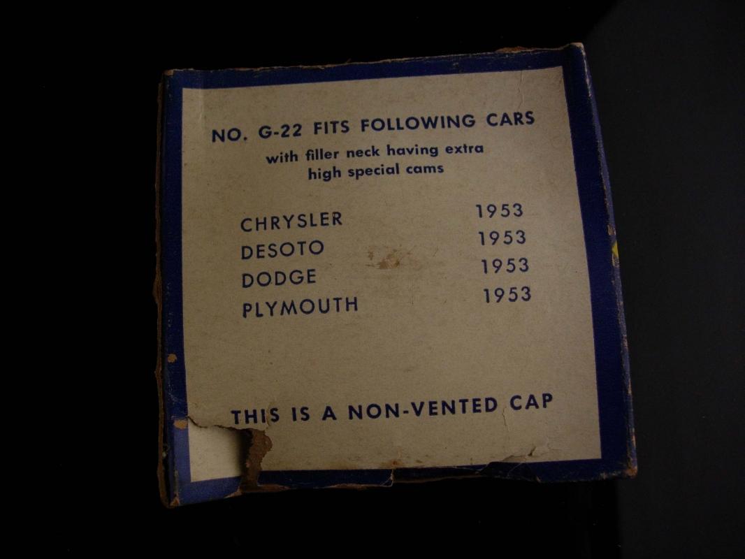 NOS Stant G-22 evrseal Gas Cap 1953 - 1954 - vintage car part - Chrysler DeSoto Dodge Plymouth