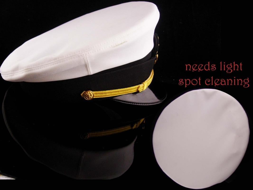 Vintage USN officer hat - US NAVY white mens Officers Hat - Size 7 Bancroft Cap - Military anchor eagle