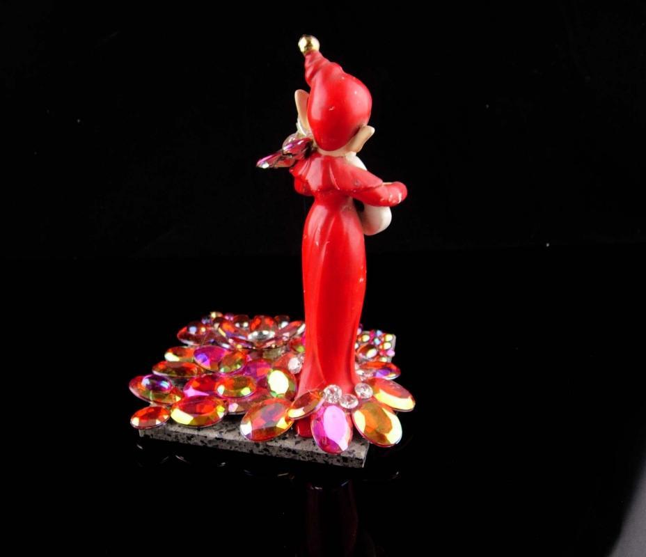 Vintage 40's Elf / miniature Gnome figurine / Rhinestone marble base / novelty santa helper / pixie spirit statue / christmas gift
