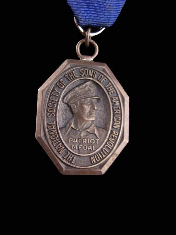 Vintage Sons of the Revolution Sterling Silver Medal - 1977 Maine - Revolutionary A. Hamilton - hallmarked B - military badge