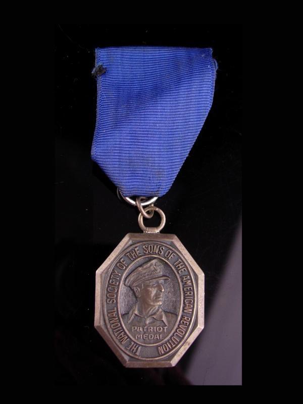 Vintage Sons of the Revolution Sterling Silver Medal - 1977 Maine - Revolutionary A. Hamilton - hallmarked B - military badge