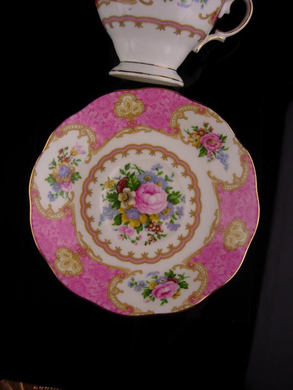 Pink Royal Albert teacup - Vintage Rococco style - Lady Carlyle - gift for mom - pink rose saucer cup - Fine bone china / mother of the bride gift