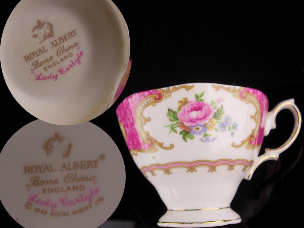 Pink Royal Albert teacup - Vintage Rococco style - Lady Carlyle - gift for mom - pink rose saucer cup - Fine bone china / mother of the bride gift