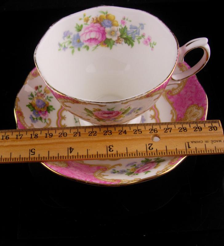 Pink Royal Albert teacup - Vintage Rococco style - Lady Carlyle - gift for mom - pink rose saucer cup - Fine bone china / mother of the bride gift