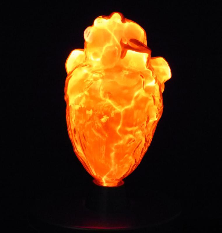 Vintage Light Up glass Heart lamp - science model - Anatomical Medical art - 10