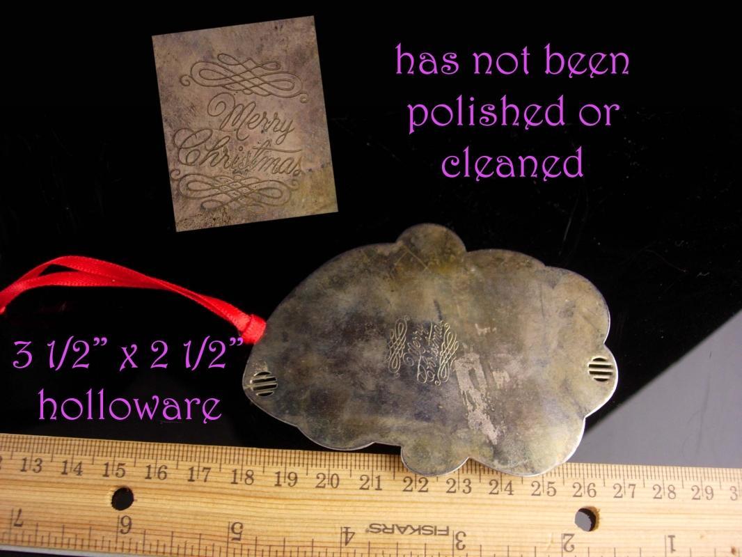 Antique Santa ornament - silver holloware - inscribed merry Christmas - silver rattle or whistle- Victorian Santa Claus