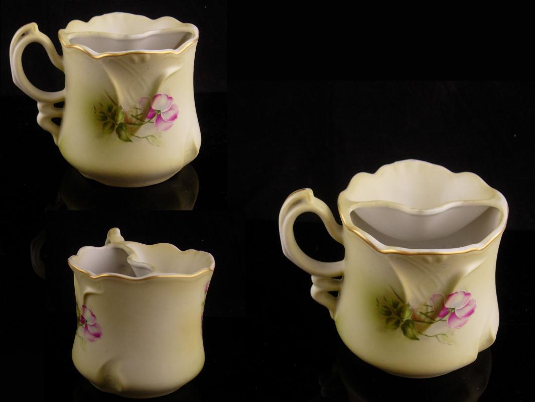 Antique Moustache cup - handpainted mustache cup - nippon signed - gift for him - vanity accessory