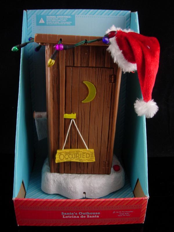 Christmas Gag Gift - Santas outhouse - lights up - naughty sayings -