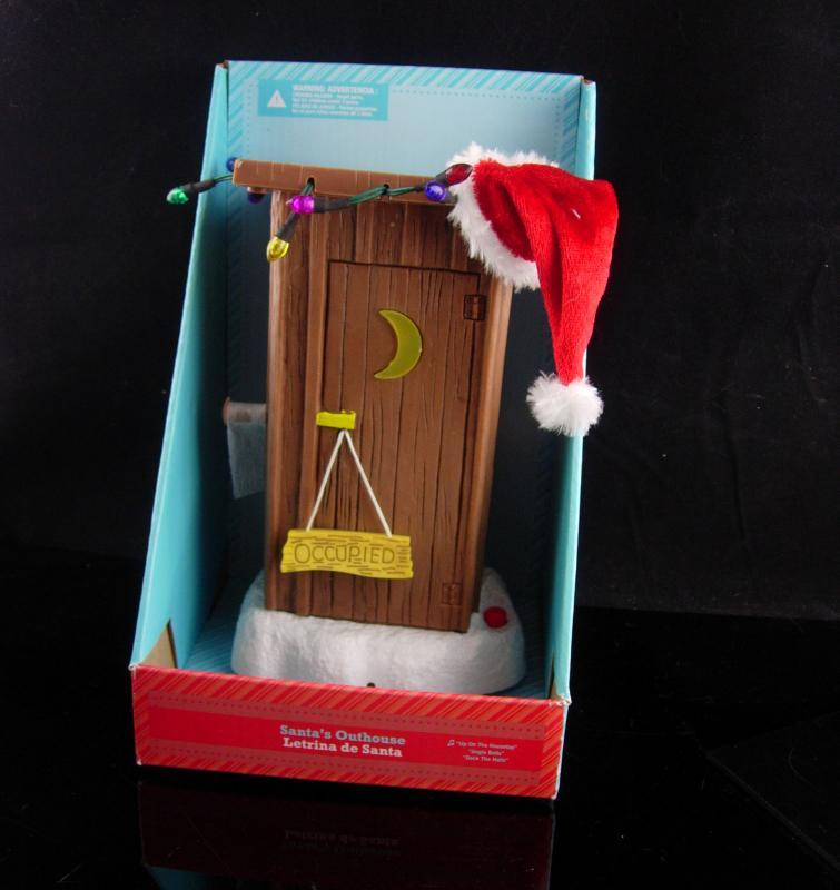 Christmas Gag Gift - Santas outhouse - lights up - naughty sayings -