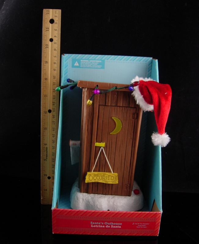 Christmas Gag Gift - Santas outhouse - lights up - naughty sayings -