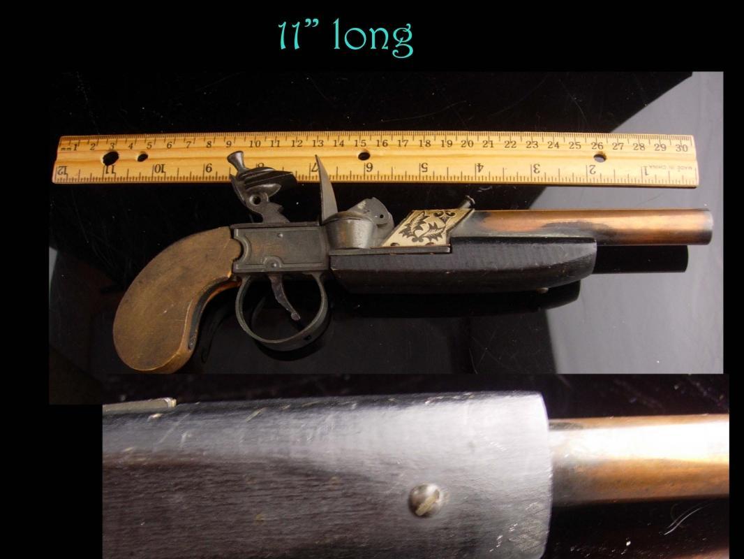 Antique Dueling Pistol Lighter - flintlock wood knight head - novelty medieval gift for men - vintage dunhill table accessory