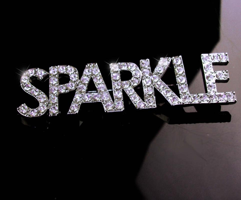 Huge Sparkle Brooch / vintage Rhinestone pin / Drag Queen / silver jewelry / Name brooch / BIG 3 1/2
