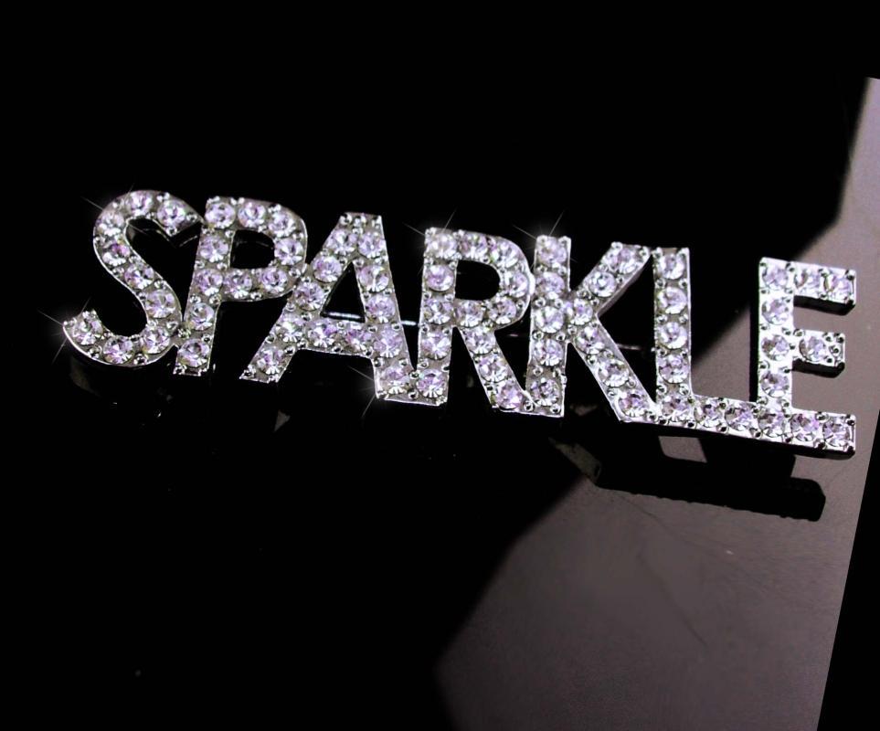 Huge Sparkle Brooch / vintage Rhinestone pin / Drag Queen / silver jewelry / Name brooch / BIG 3 1/2