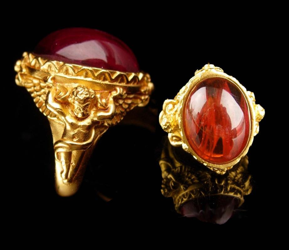 Victorian Cherub Ring - vintage signed estate jewelry - cubid cabochon ring - gothic jewelry - Elizabeth taylor