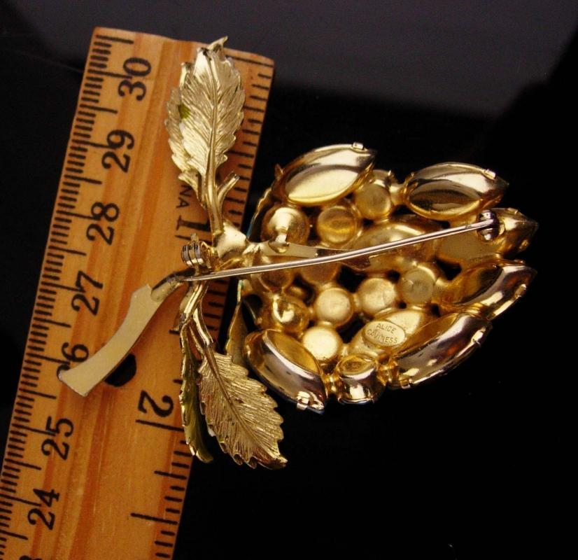 Vintage Alice Caviness Brooch - yellow fruit - rhinestone estate jewelry - strawberry pin - designer brooch