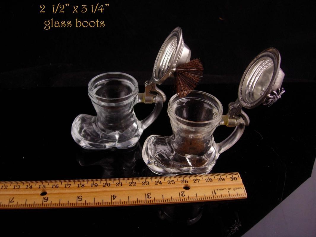 Vintage Shot glass set - german boots - hat badge - hinged lid - Beer drinker gift - edelweis flower bartender gift
