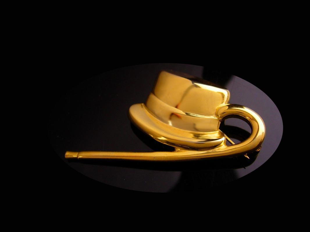 Magician cane Brooch - Vintage Top Hat - Broadway entertainer - Ball Room Dance - mens cool gift