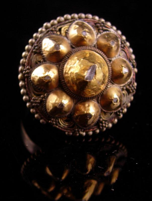 Vintage 9 Diamond ring - bizarre history - genuine stones size 7 1/2 gold one of a kind - cluster 14kt gold harem jewelry