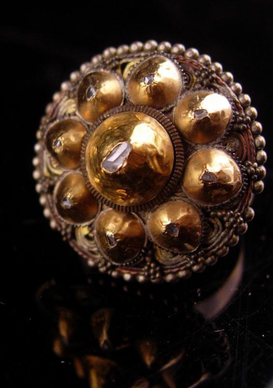 Vintage 9 Diamond ring - bizarre history - genuine stones size 7 1/2 gold one of a kind - cluster 14kt gold harem jewelry