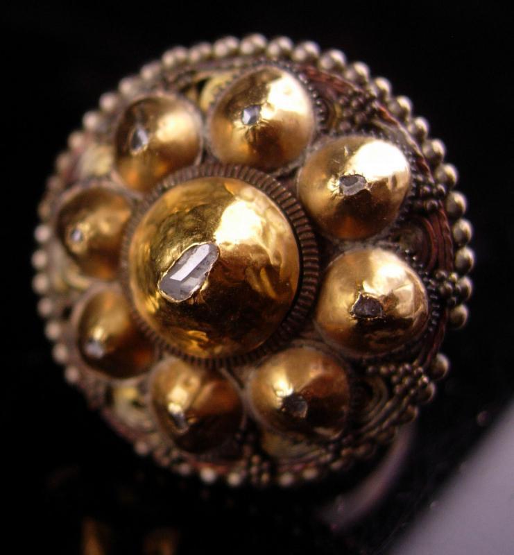 Vintage 9 Diamond ring - bizarre history - genuine stones size 7 1/2 gold one of a kind - cluster 14kt gold harem jewelry