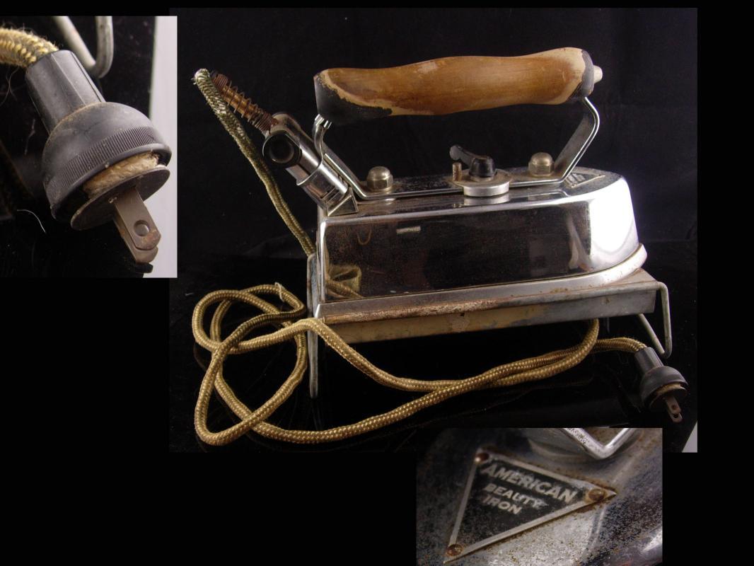 1910 Antique Iron - AMERICAN BEAUTY automatic heater - seamstress tailor gift - dressmaker accessory