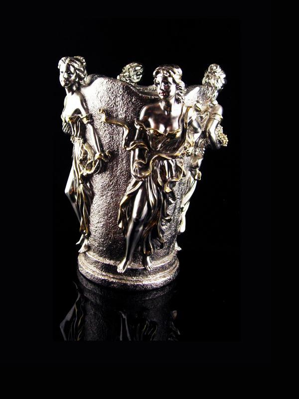 Vintage Goddess Vase - 4 seasons Urn - Horai silver bottle holder - Greek mythology - art nouveau women