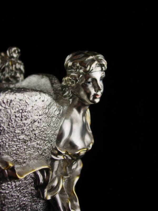 Vintage Goddess Vase - 4 seasons Urn - Horai silver bottle holder - Greek mythology - art nouveau women
