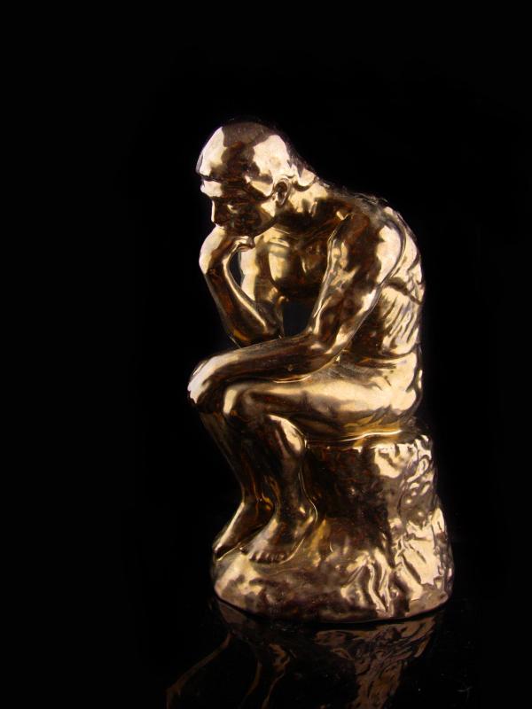 The thinker Statue - Vintage Nude french sculpture - graduation gift - bronze ceramic poet 11