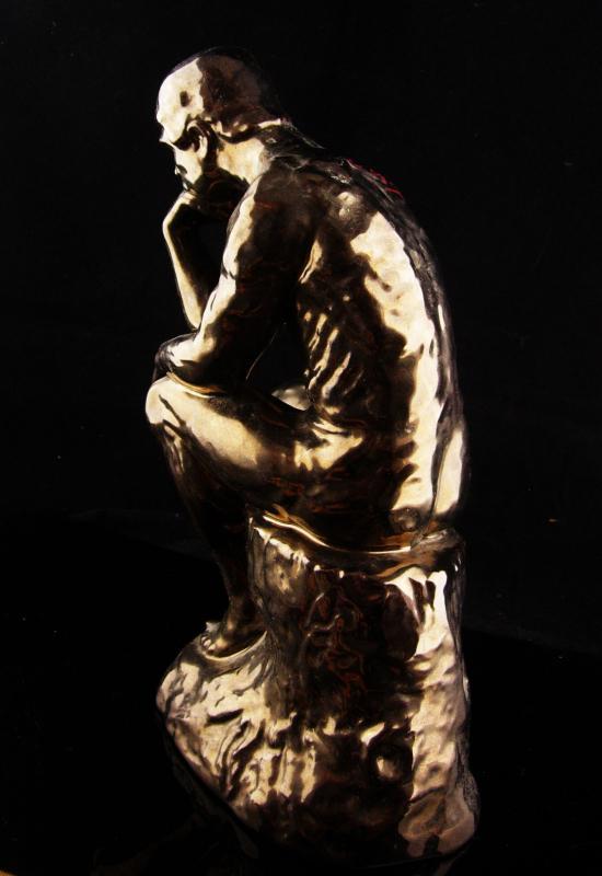 The thinker Statue - Vintage Nude french sculpture - graduation gift - bronze ceramic poet 11