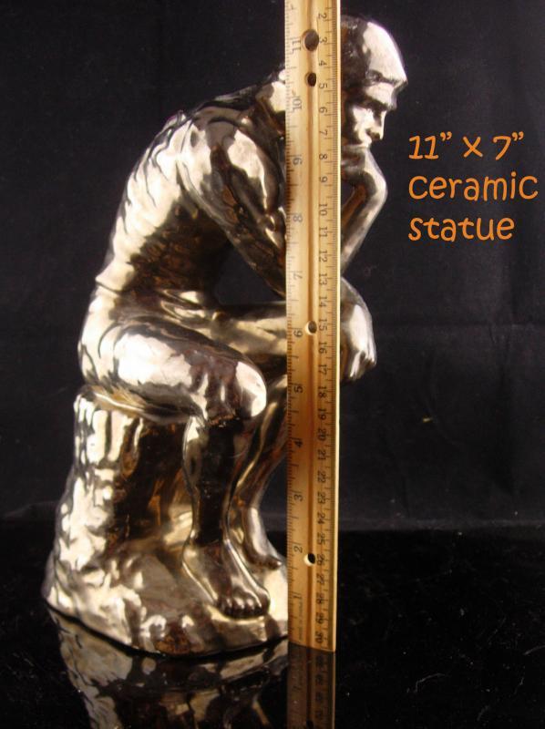 The thinker Statue - Vintage Nude french sculpture - graduation gift - bronze ceramic poet 11