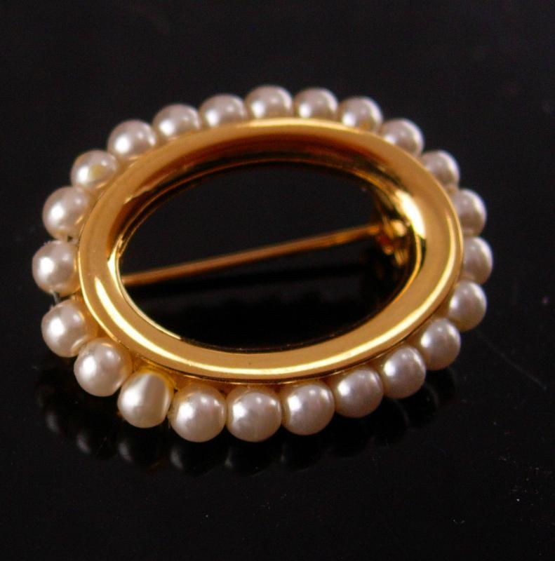 Edwardian pearl Brooch - Vintage Napier petite pin - estate jewelry - couture neck accessory - mother of the bride gift