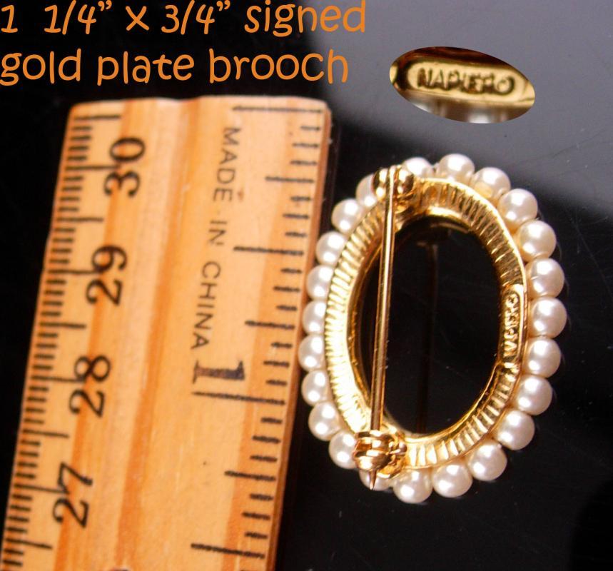 Edwardian pearl Brooch - Vintage Napier petite pin - estate jewelry - couture neck accessory - mother of the bride gift