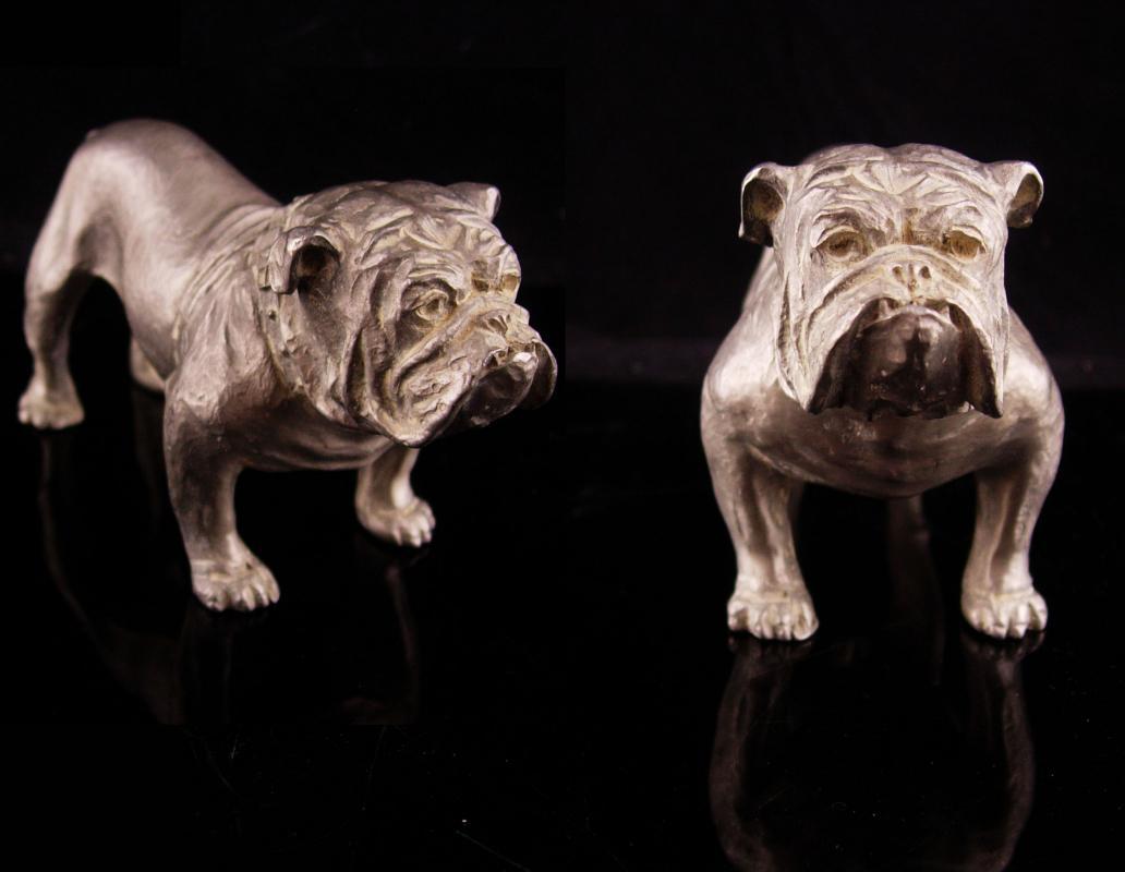 Vintage Metal Bulldog sculpture - buckle collar - MACK Truck statue - marine College football mascot - Figural dog lover