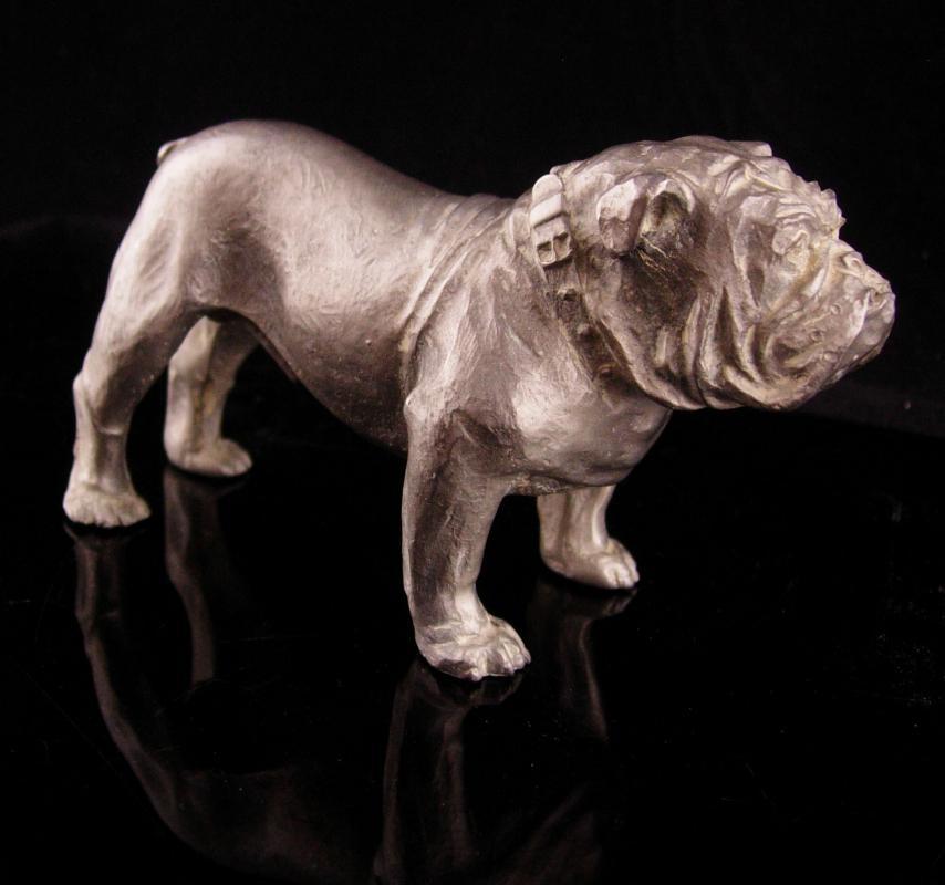 Vintage Metal Bulldog sculpture - buckle collar - MACK Truck statue - marine College football mascot - Figural dog lover