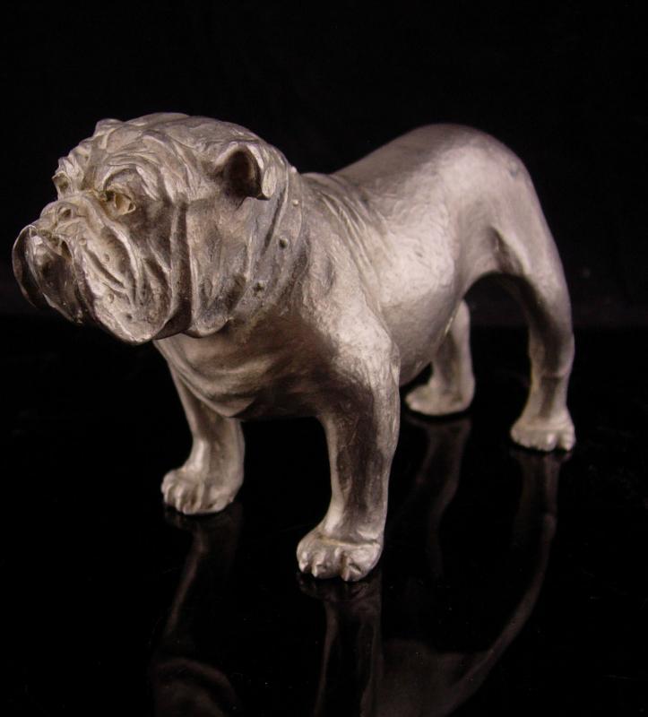 Vintage Metal Bulldog sculpture - buckle collar - MACK Truck statue - marine College football mascot - Figural dog lover