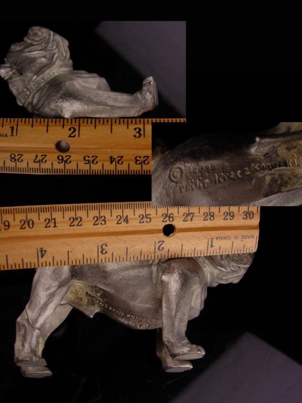 Vintage Metal Bulldog sculpture - buckle collar - MACK Truck statue - marine College football mascot - Figural dog lover