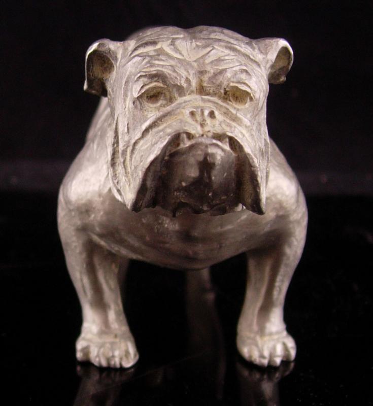 Vintage Metal Bulldog sculpture - buckle collar - MACK Truck statue - marine College football mascot - Figural dog lover