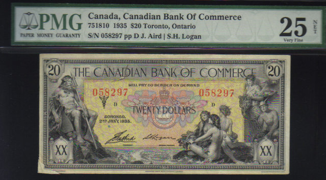1935 $20 CANADIAN BANK OF COMMERCE PMG25