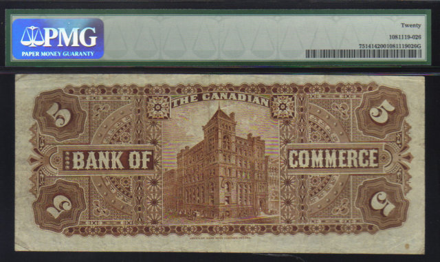 1912 $5 CANADIAN BANK OF COMMERCE PMG20