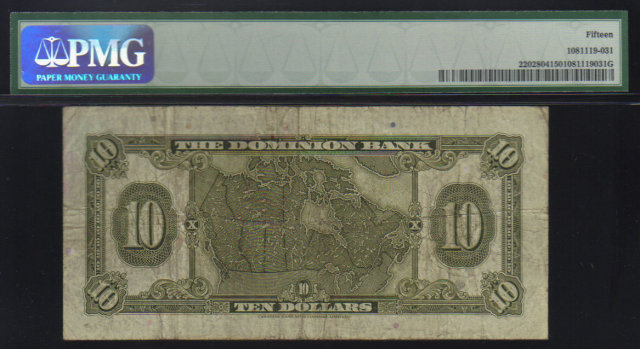 1938 $10 THE DOMINION BANK PMG 15