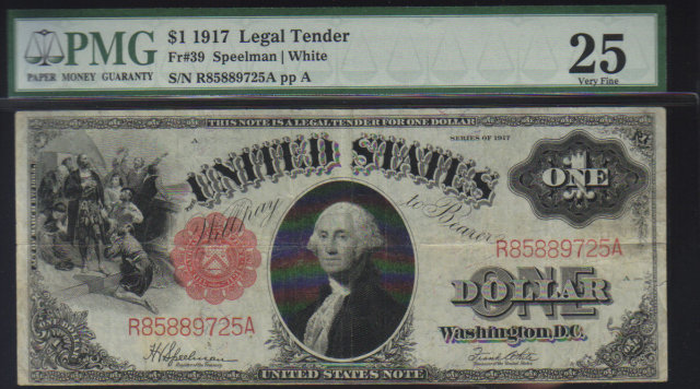 1917 $1 USA LEGAL TENDER speelman/white PMG25